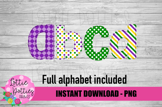 Mardi Gras Alphabet - Mardi Gras Alpha Pack - Alphabet Clipart - Instant Download