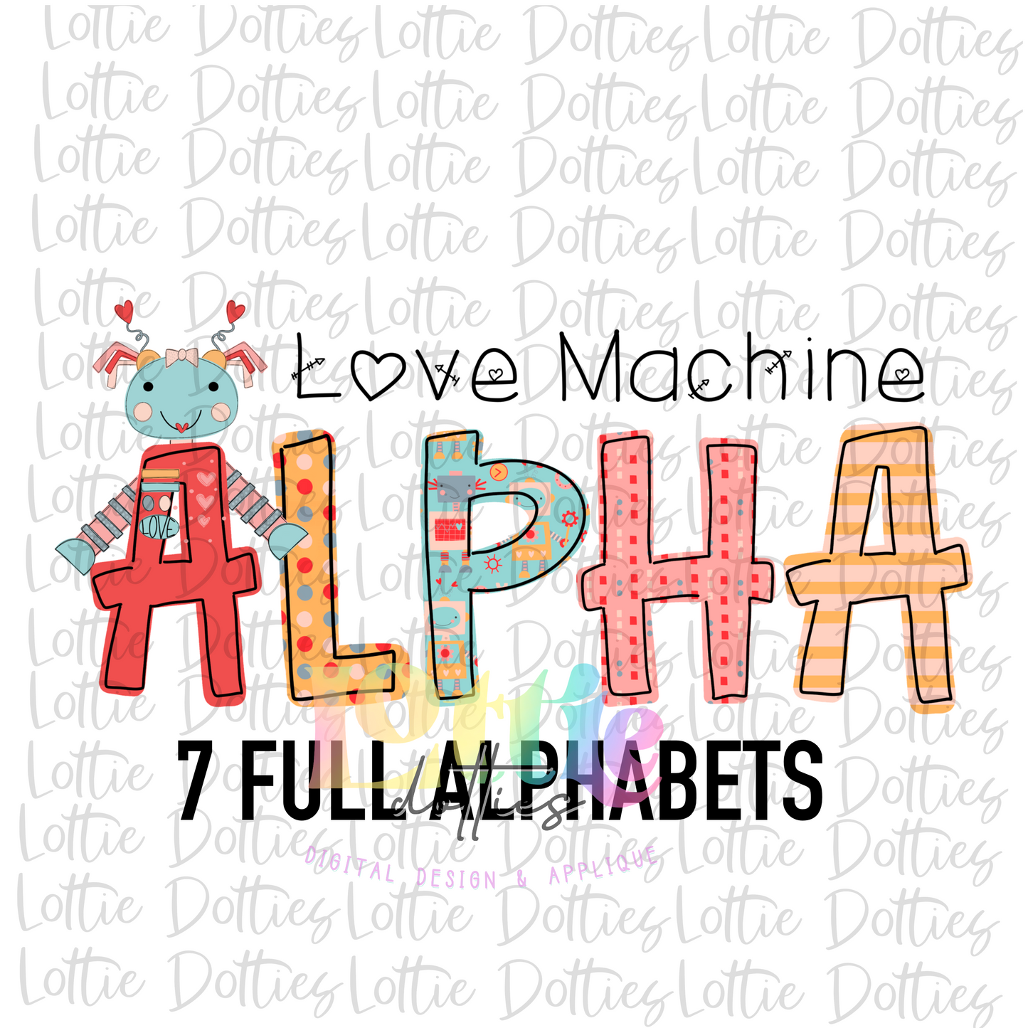 Love Bot Alpha - Love Machine - Valentine’s Day Alpha - Alphabet Clipart - Instant Download - Alpha Pack