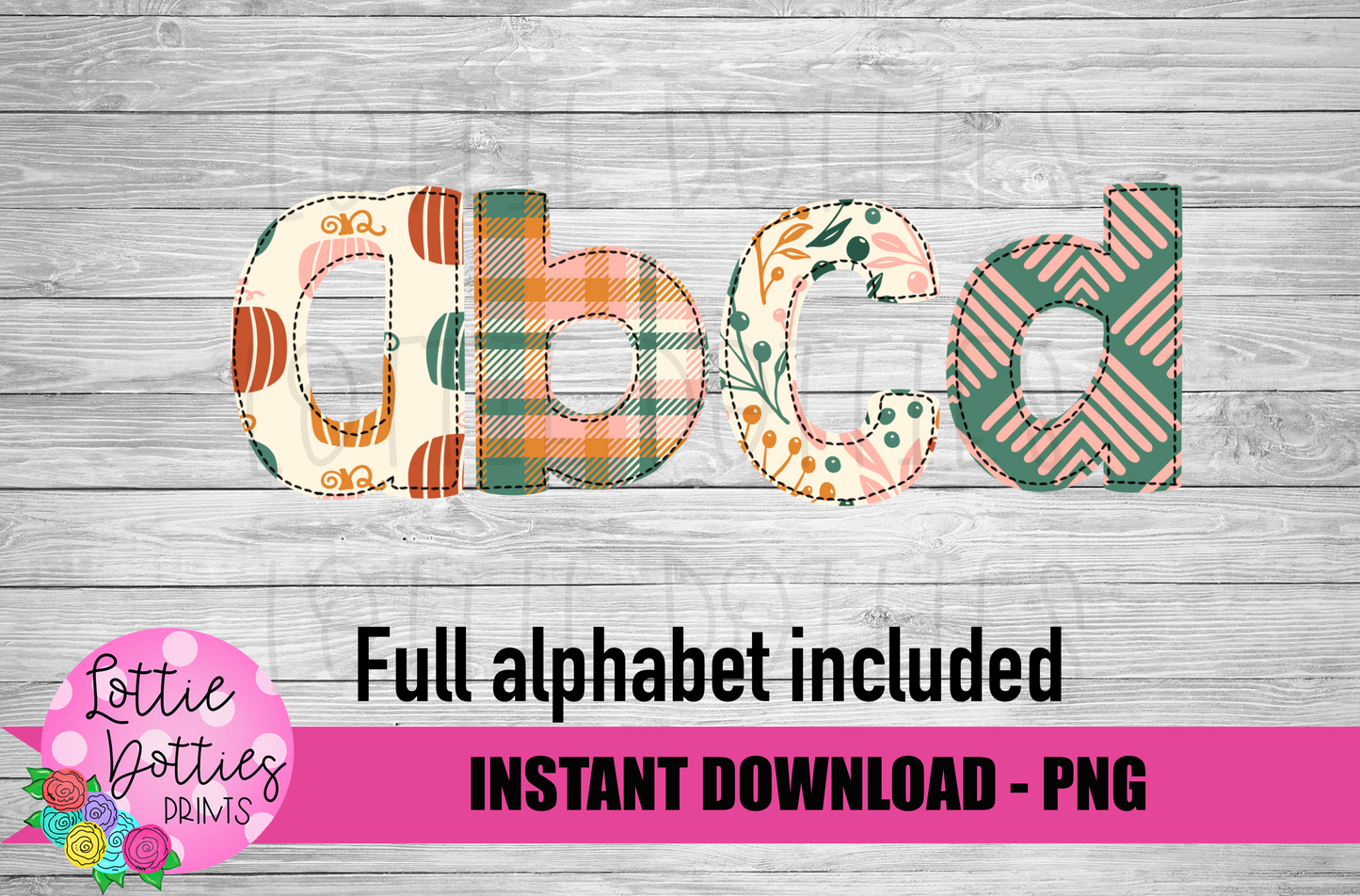 Pumpkin Faux Applique Alphabet - Alpha Pack - Alphabet Clipart - Instant Download - Girl Alpha Pack