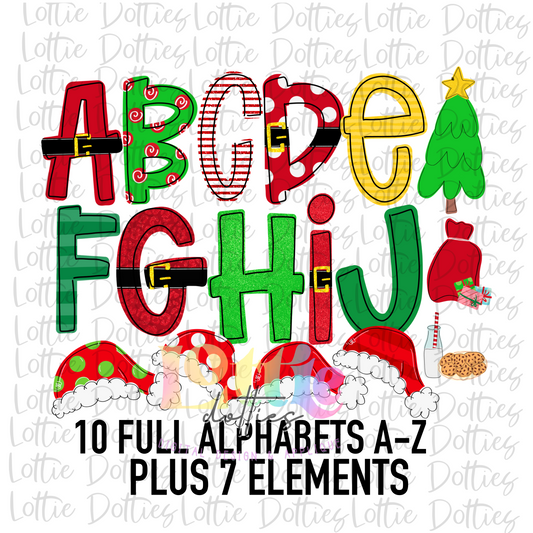 Christmas Santa Alphabet - Christmas Alpha Pack - Alphabet Clipart - Instant Download