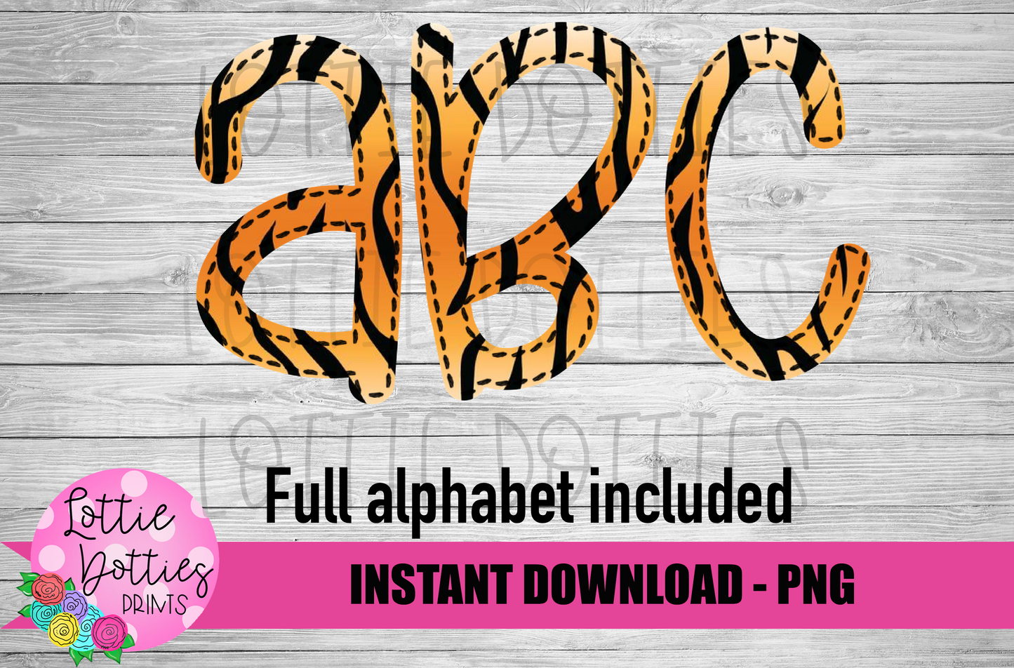 Tiger Faux Applique Alphabet - Alpha Pack - Alphabet Clipart - Instant Download - Alpha Pack