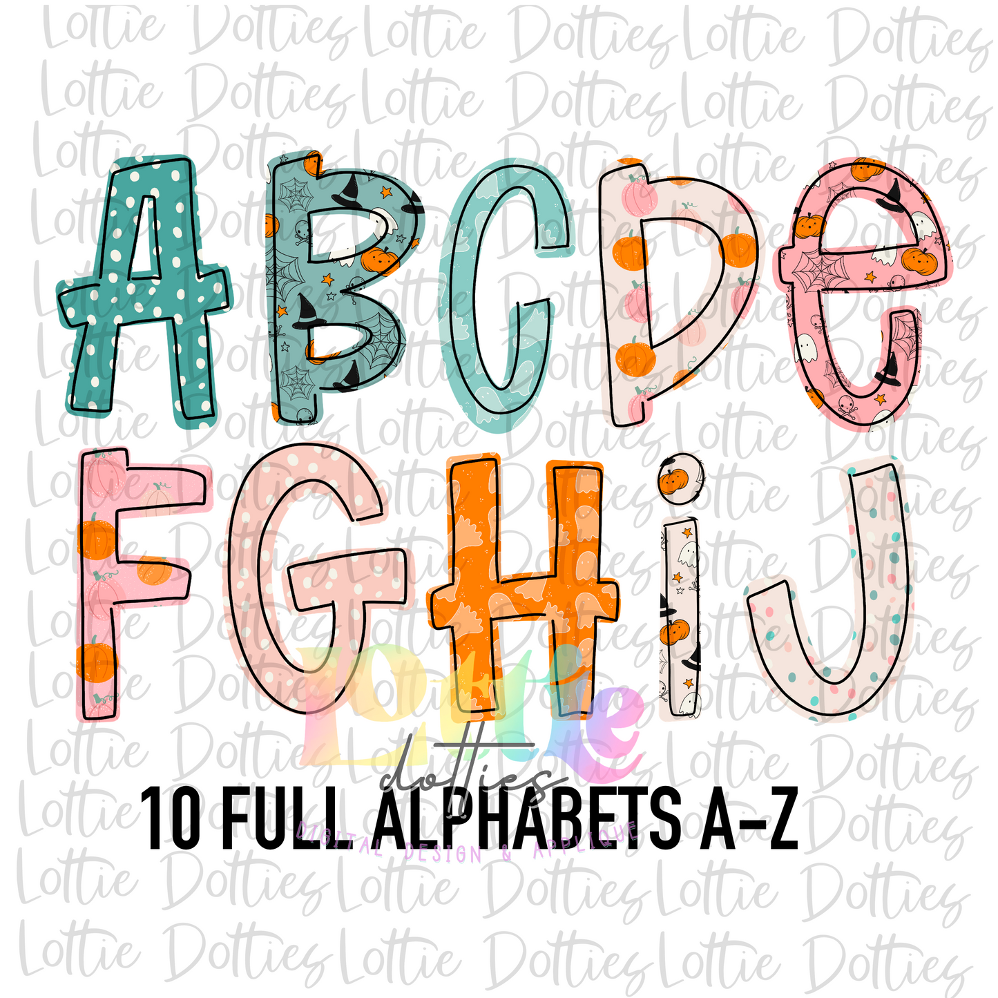 Pretty Sweet Halloween Alphabet - Alpha Pack - Alphabet Clipart - Instant Download - Girl Alpha Pack