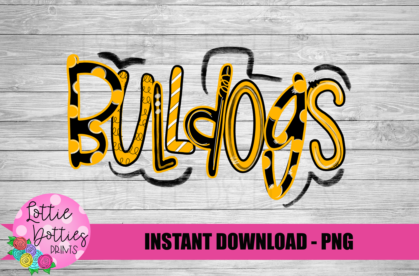 Bulldogs PNG - Black and Gold Bulldogs - sublimation design - Digital Download