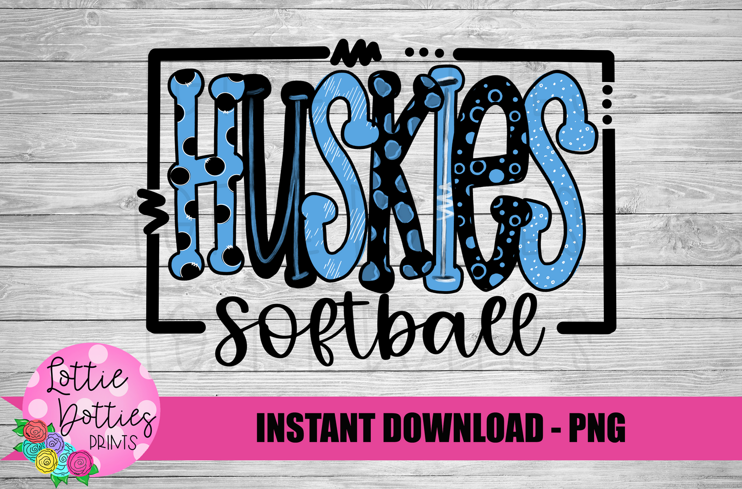 Huskies Softball PNG - Softball Sublimation Design