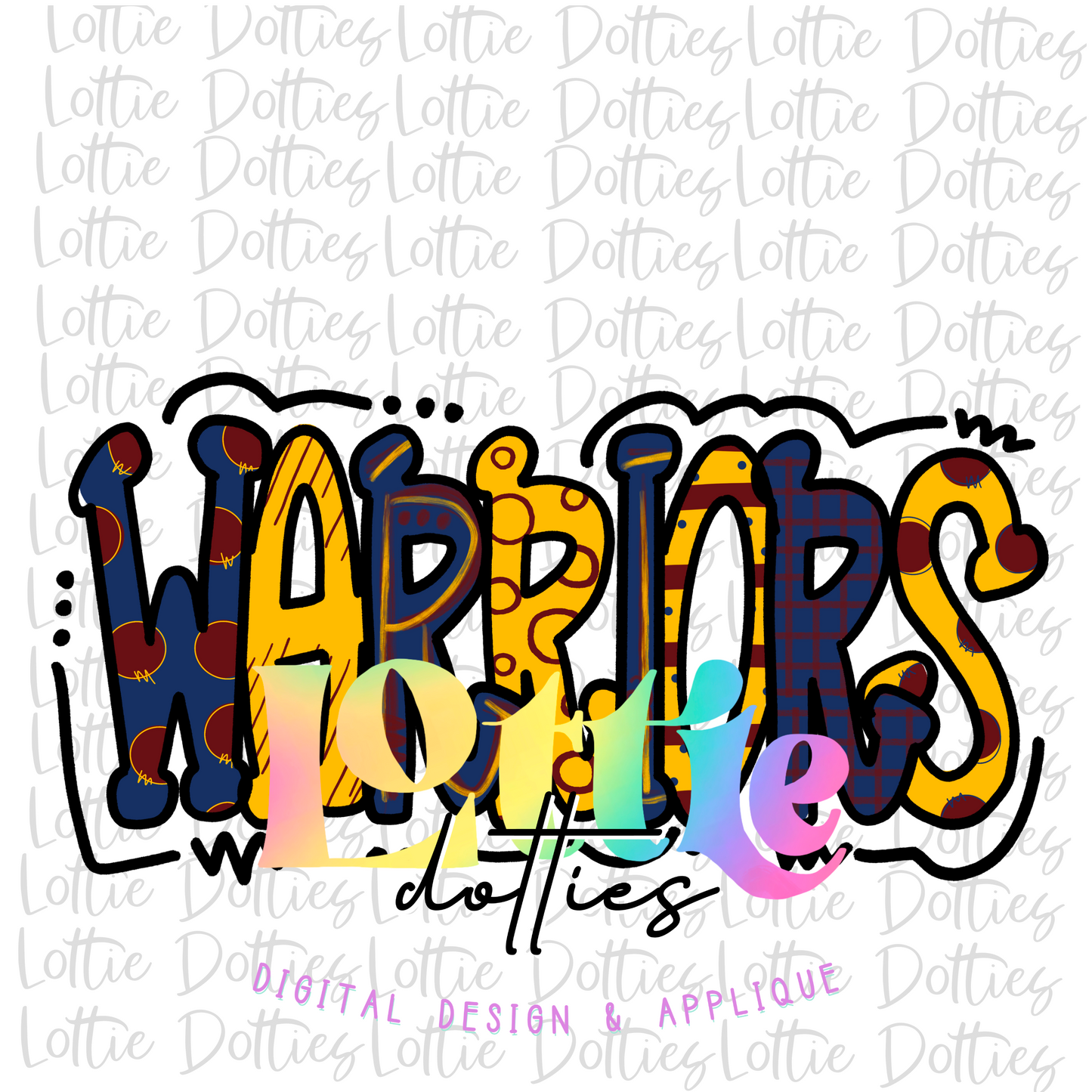 Warriors Png - Mascot Sublimation Design - Digital Download - Navy, Gold and Maroon