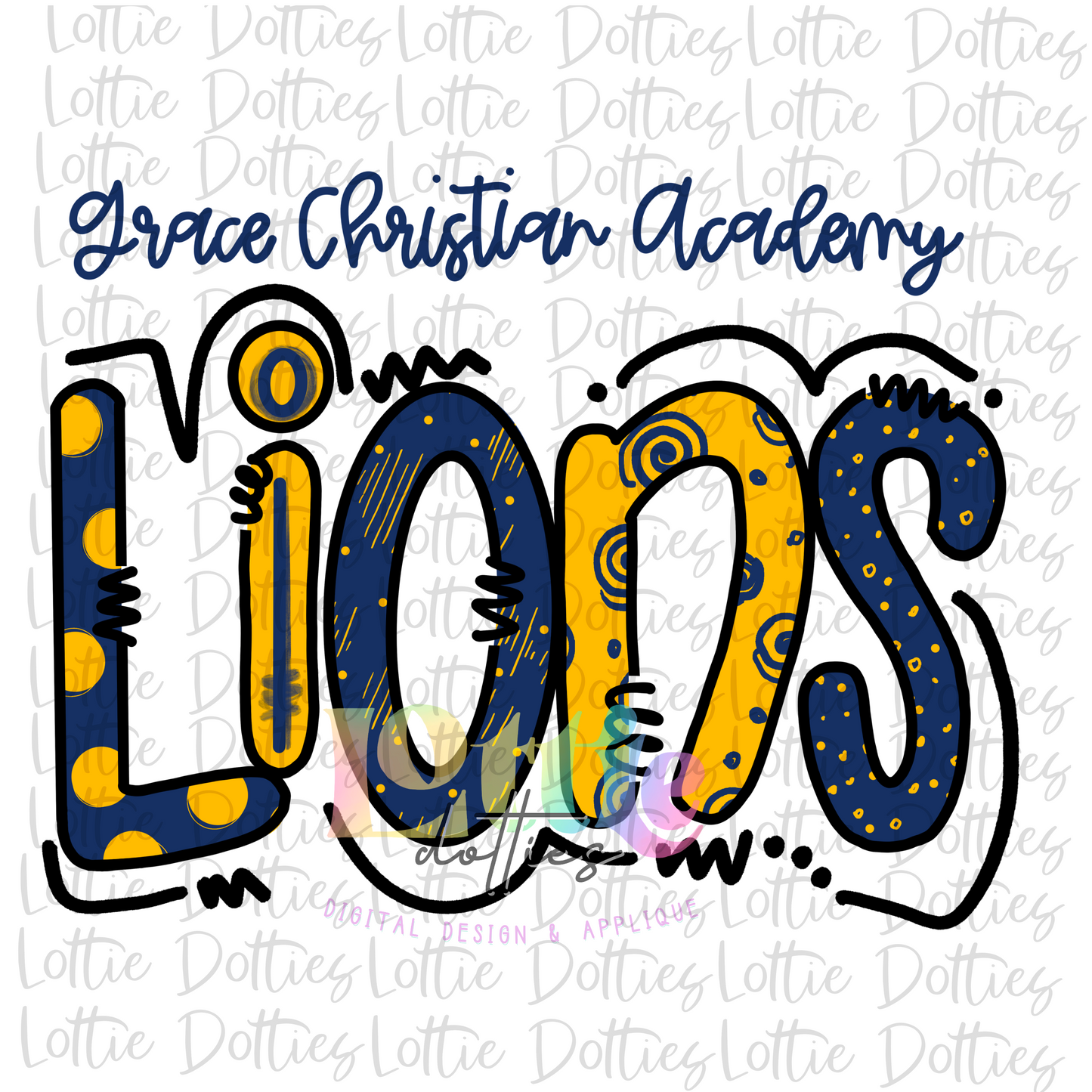Grace Christian Academy Lions PNG - Lions - sublimation design - Digital Download