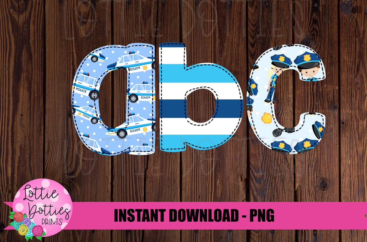 Police Faux Applique Alphabet - Alpha Pack - Alphabet Clipart - Instant Download - Boy Alpha Pack