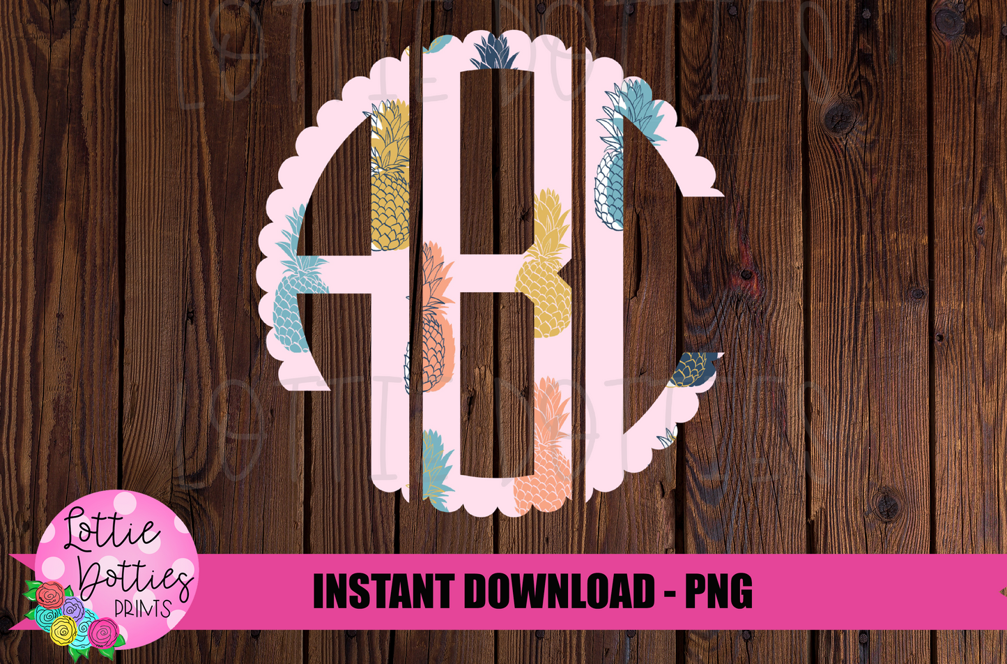 Pineapple Scallop Monogram Alphabet - Alpha Pack - Alphabet Clipart - Instant Download