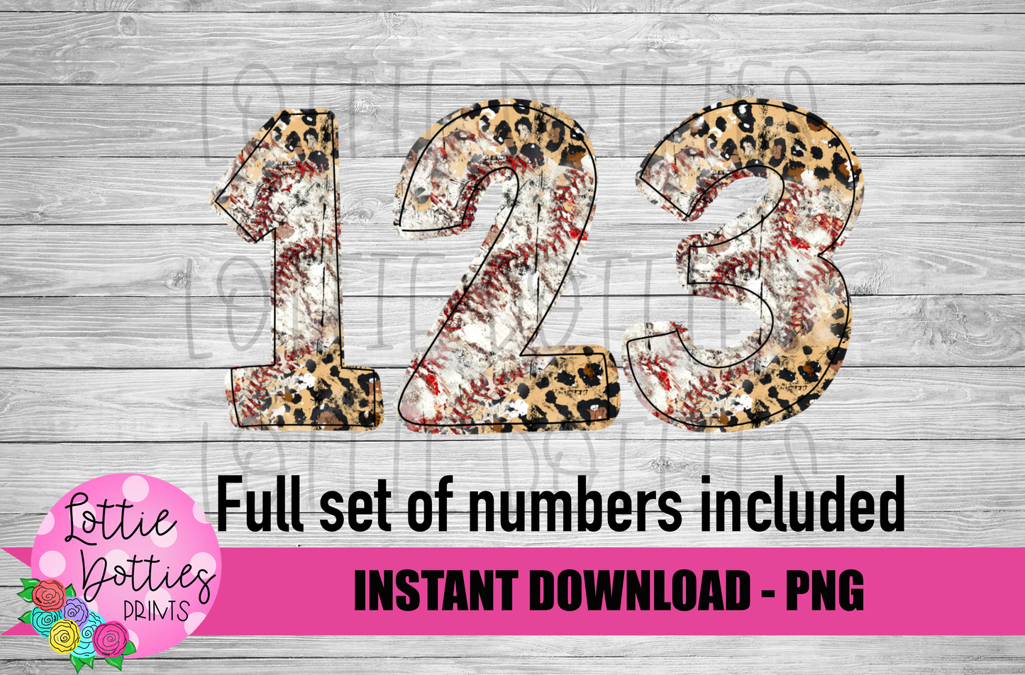 Leopard Baseball Number Alphabet - Alpha Pack - Alphabet Clipart - Instant Download - Alpha Pack