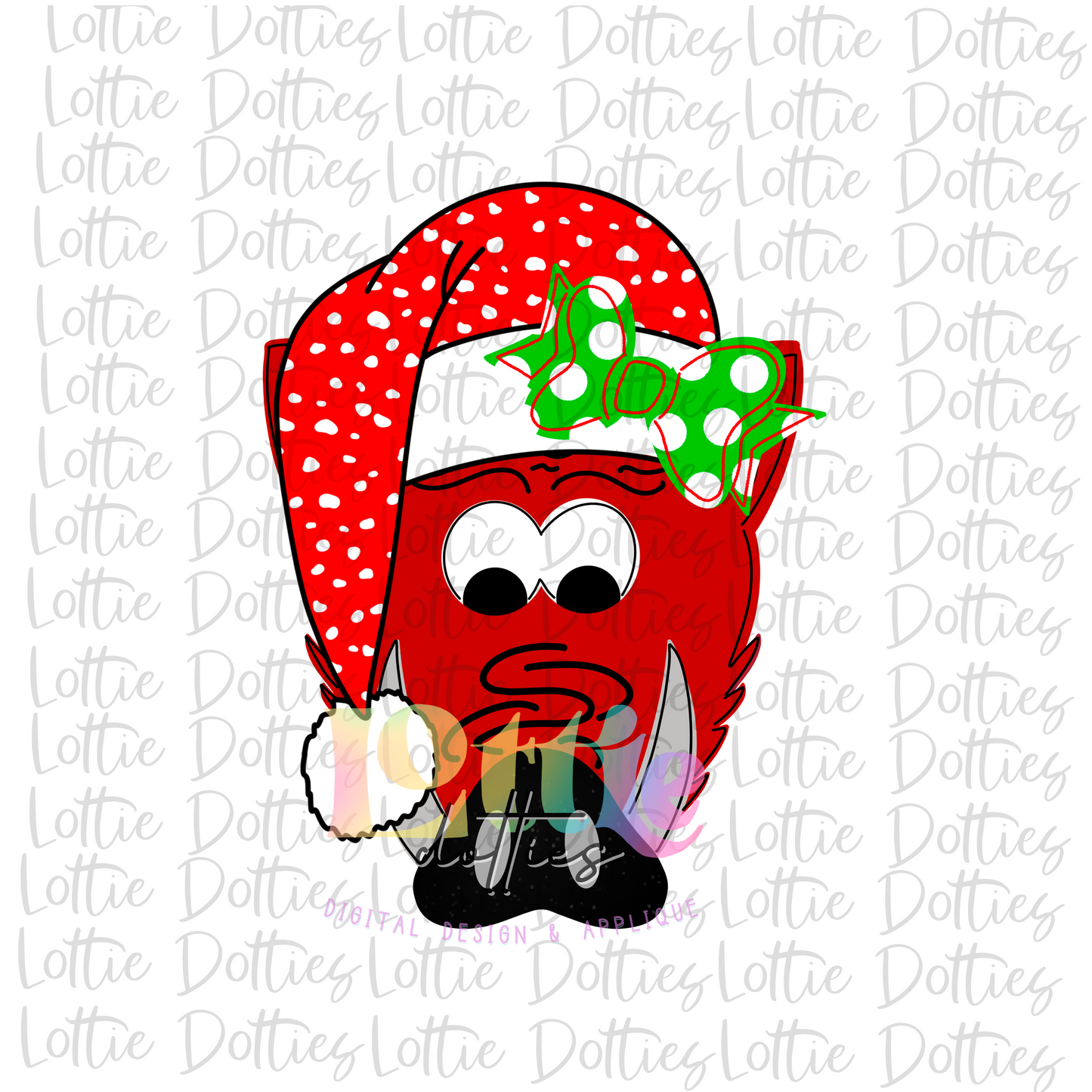 Razorback Girl Santa Hat Png - Sublimation Design- Digital Download