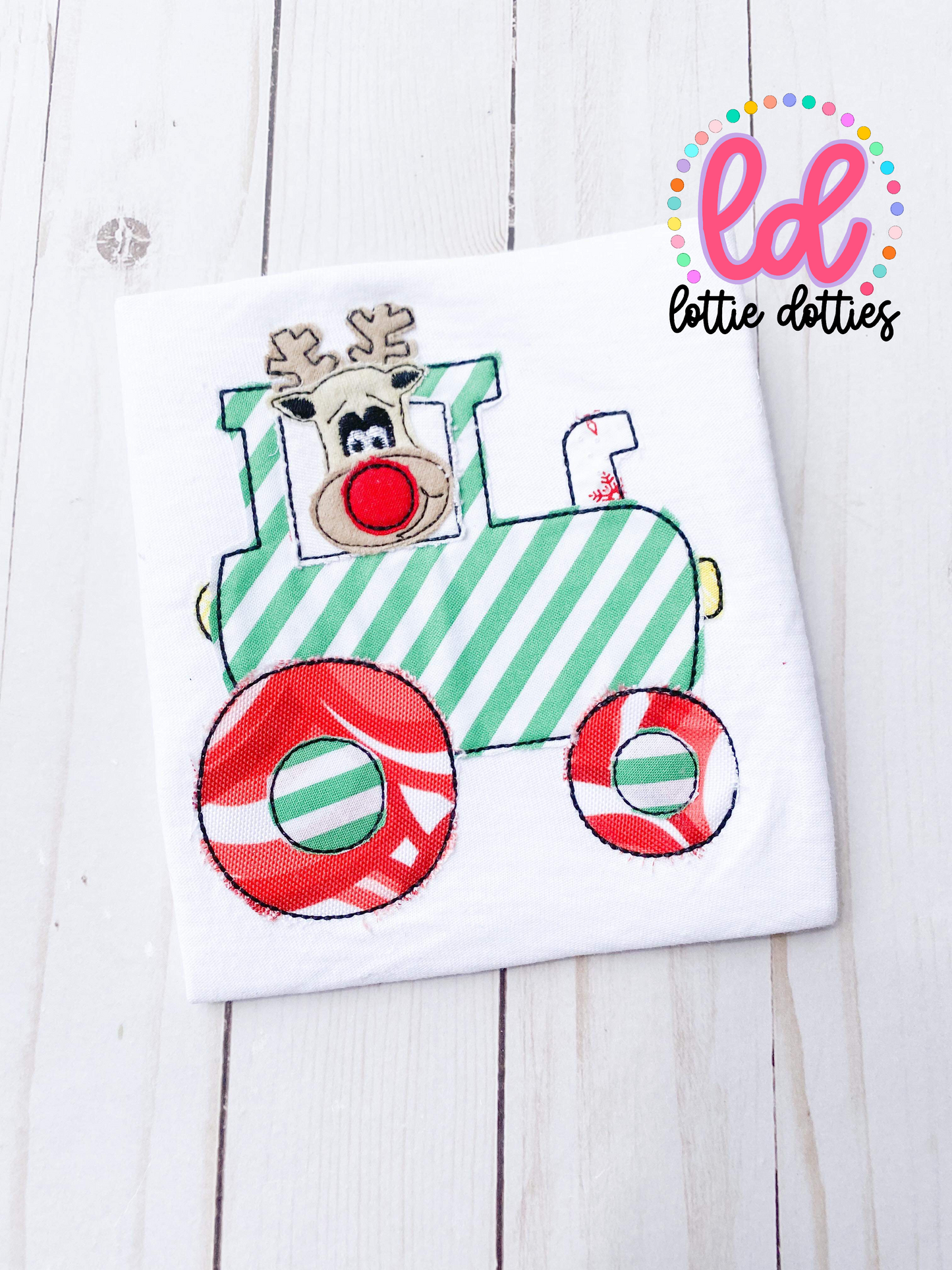 Reindeer Tractor Applique Design - Machine Embroidery - Instant Download - Christmas Applique