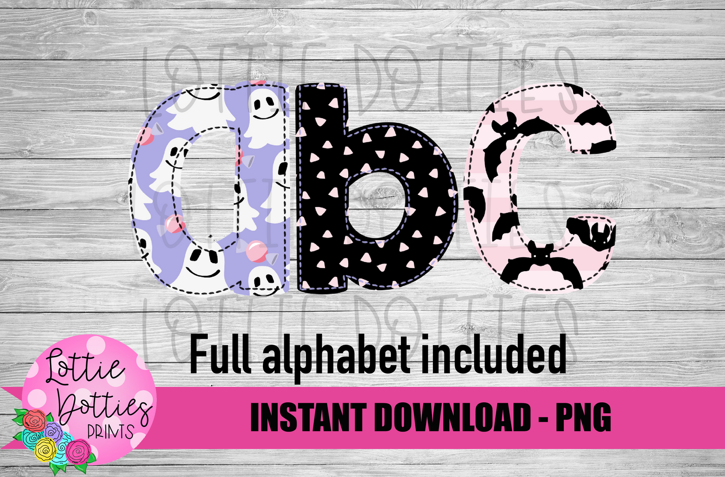 Ghosts and Bats Faux Applique Alphabet - Alpha Pack - Alphabet Clipart - Instant Download - Boy Alpha Pack