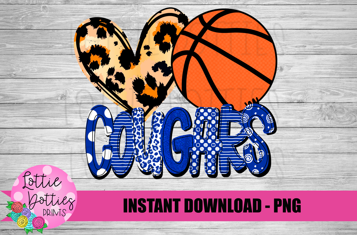 Love Basketball Cougars Png - Basketball Sublimation Design - Cougars Sublimation- Digital Download