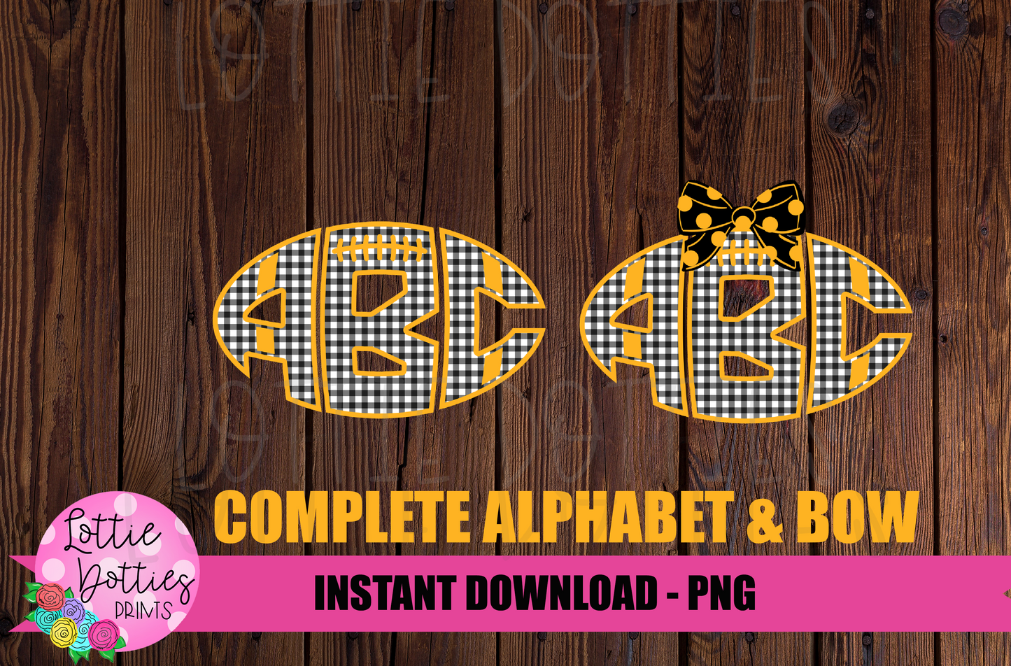 Football Alpha - Black and Gold Alphabet - Alpha Pack - Alphabet Clipart - Instant Download - Alpha Pack