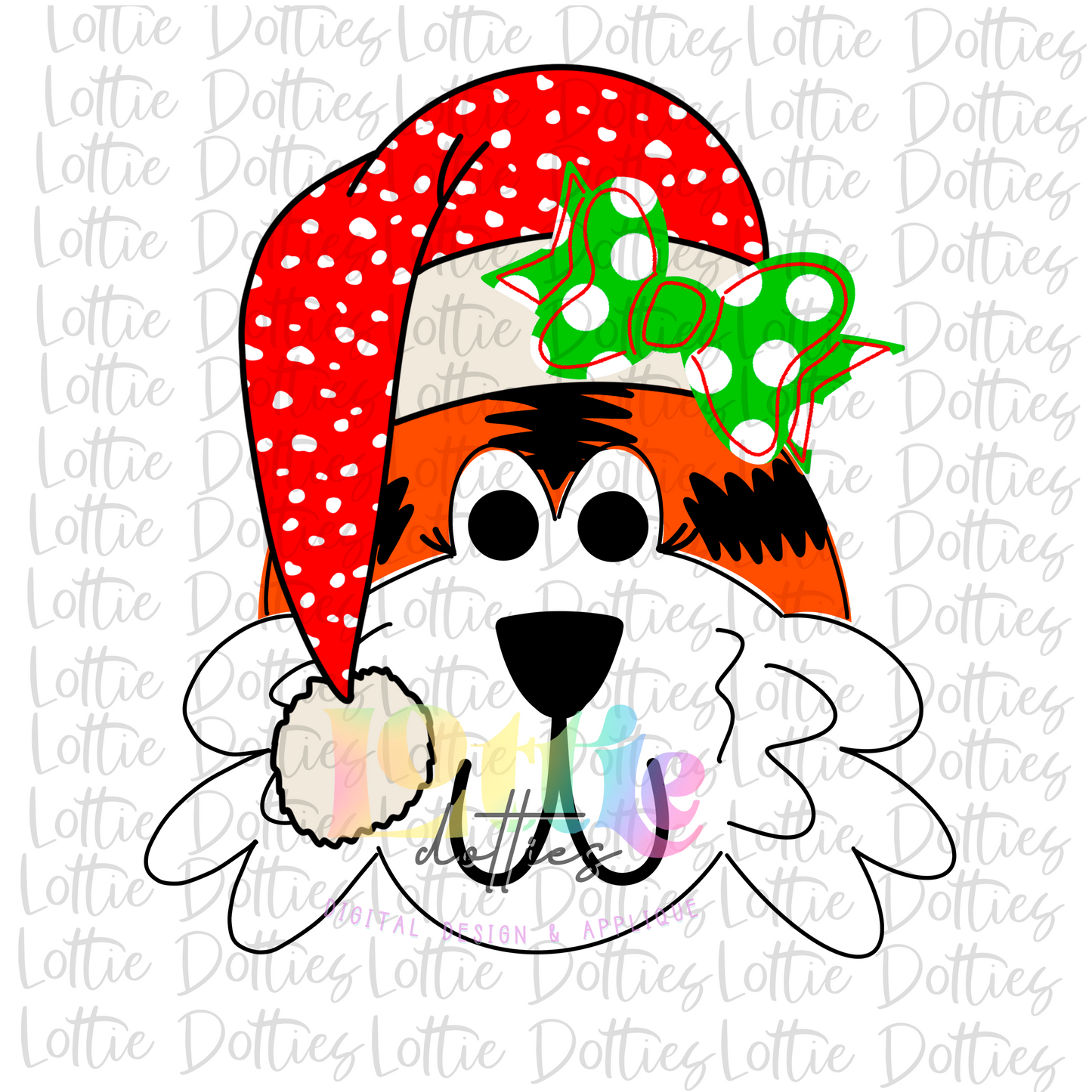 Tiger Santa Hat Black and Orange Girl Png - Sublimation Design- Digital Download