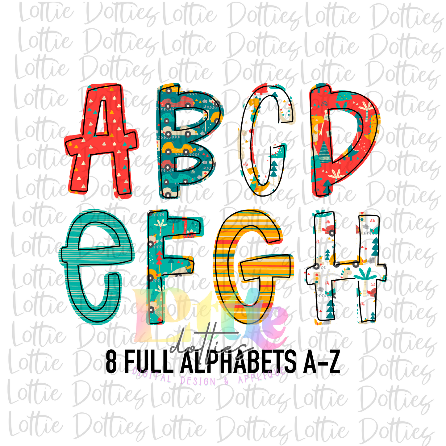 Dino Racers Alpha - Alpha Pack - Alphabet Clipart - Instant Download - Alpha Pack
