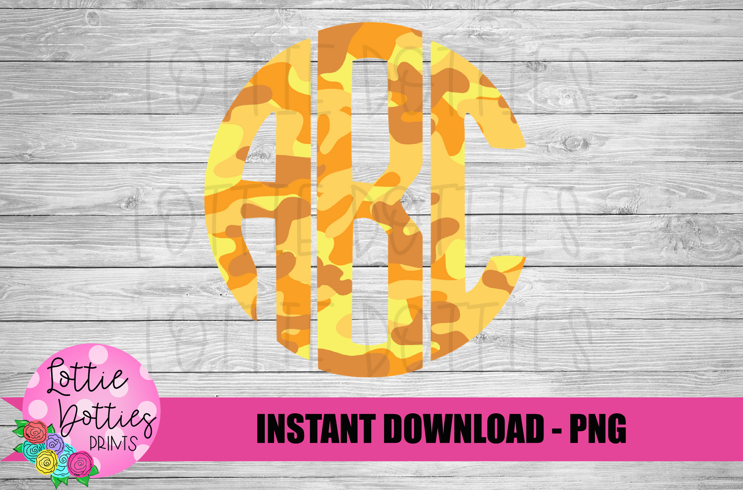 Orange Camo Circle Initials Alphabet - Alpha Pack - Alphabet Clipart - Instant Download - Patriotic