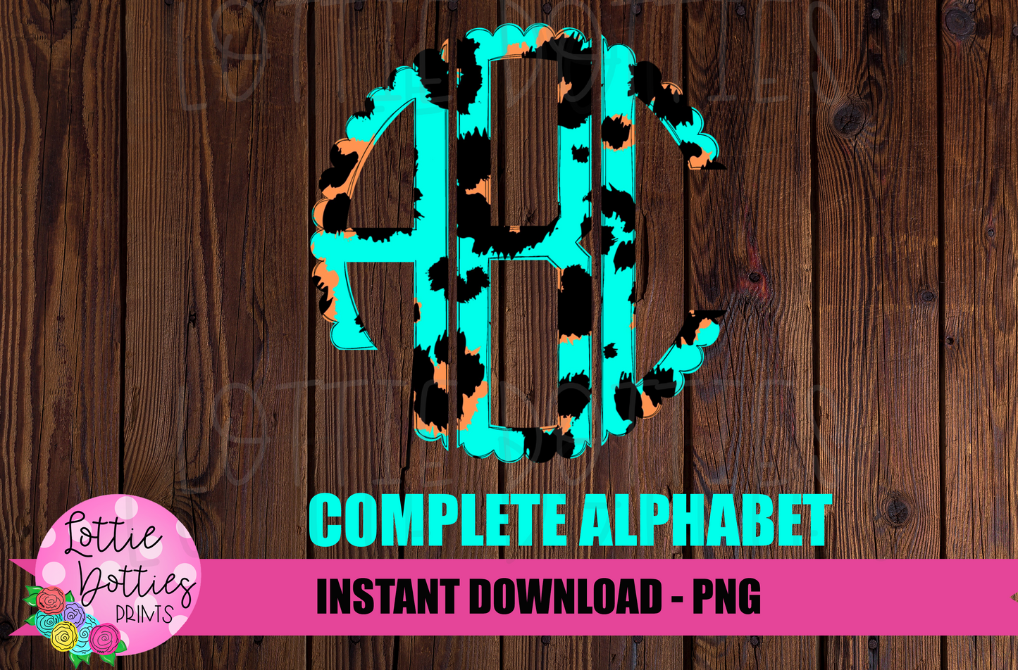 Leopard Scallop Monogram Alphabet - Alpha Pack - Alphabet Clipart - Instant Download