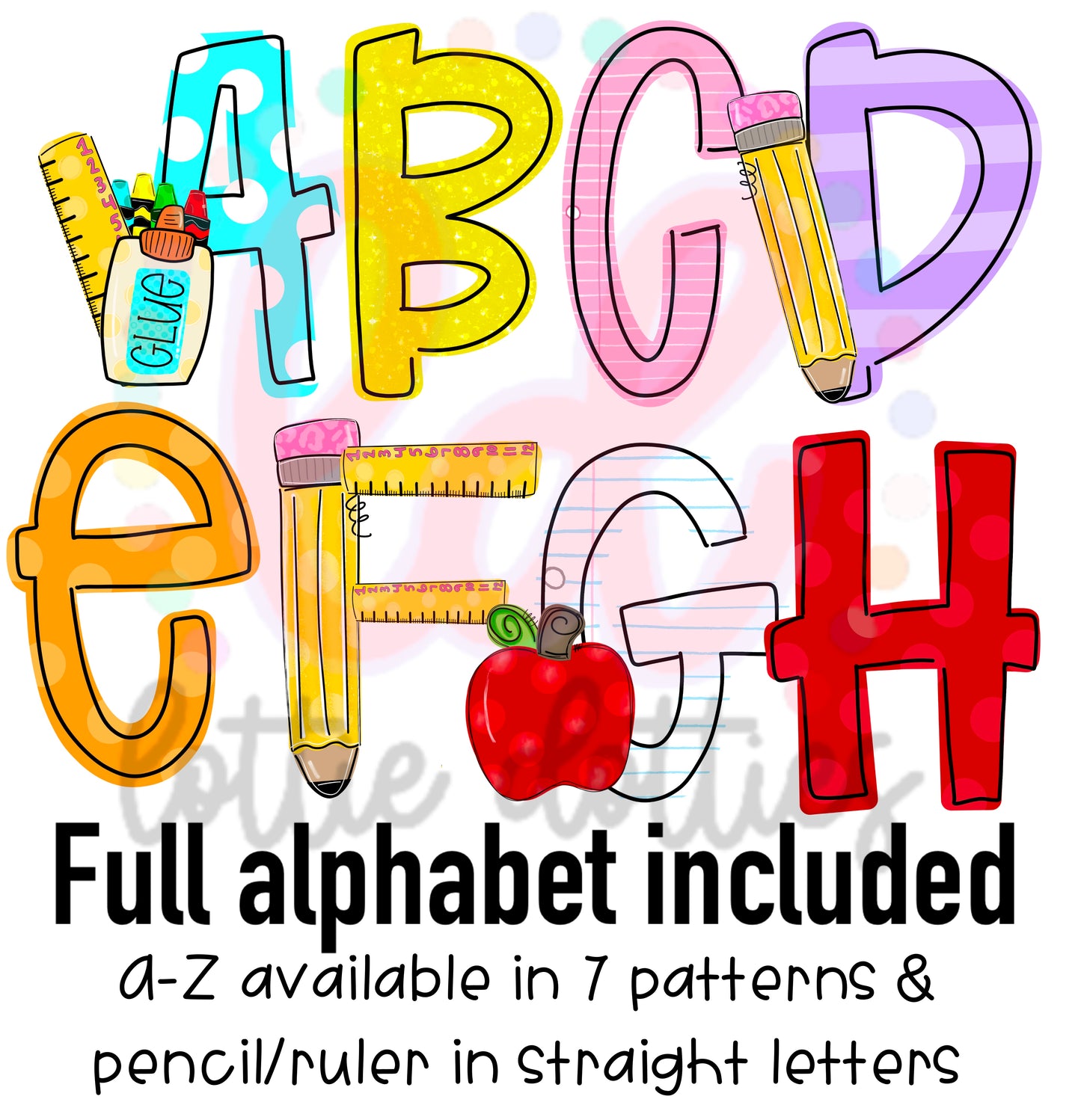 Teacher Alphabet - School Alpha Pack - Alphabet Clipart - Instant Download - Alpha Pack