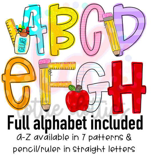 Teacher Alphabet - School Alpha Pack - Alphabet Clipart - Instant Download  - Alpha Pack