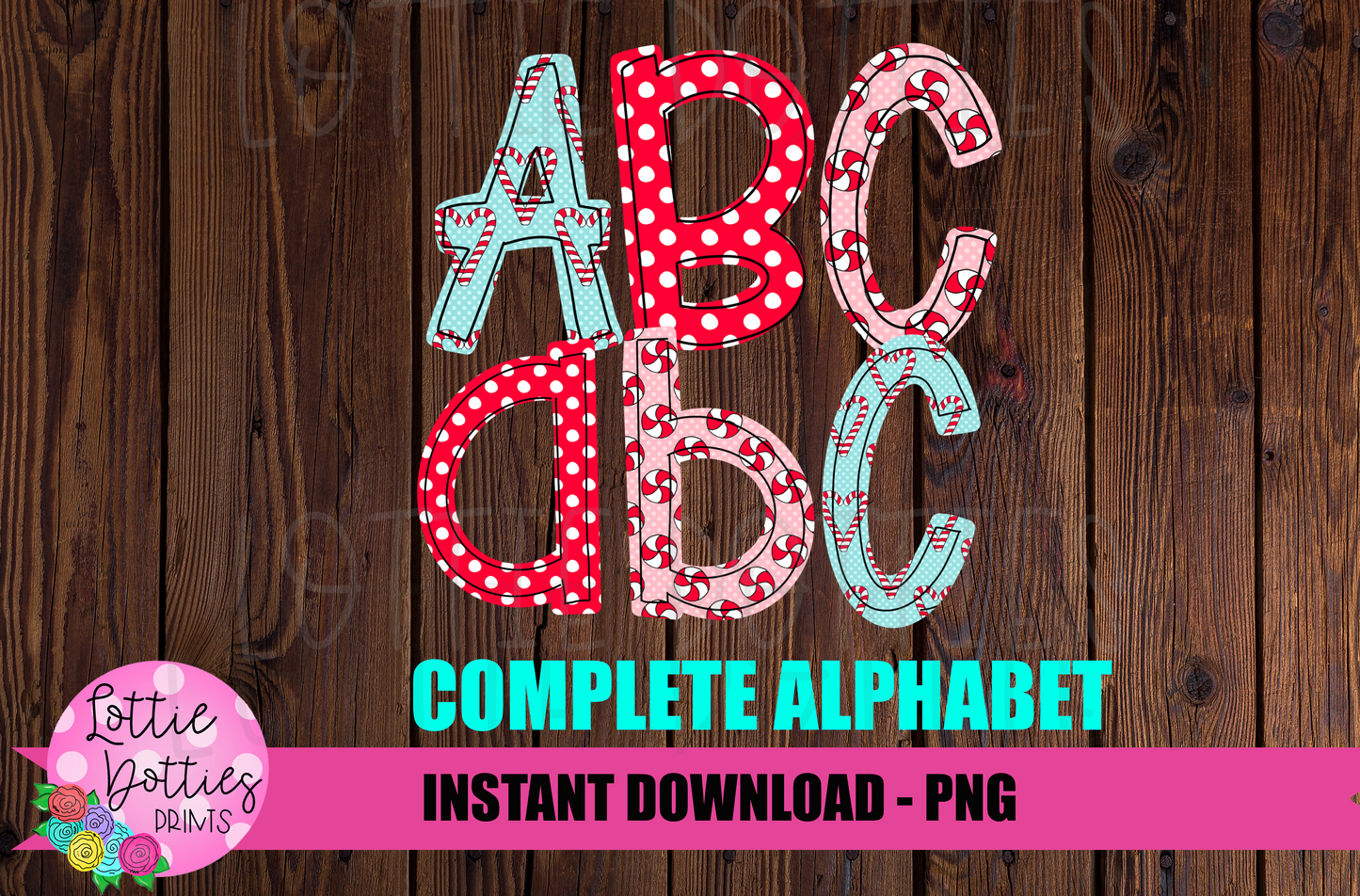 Christmas Peppermint Alphabet - Alpha Pack - Alphabet Clipart - Instant Download - Christmas Alpha Pack