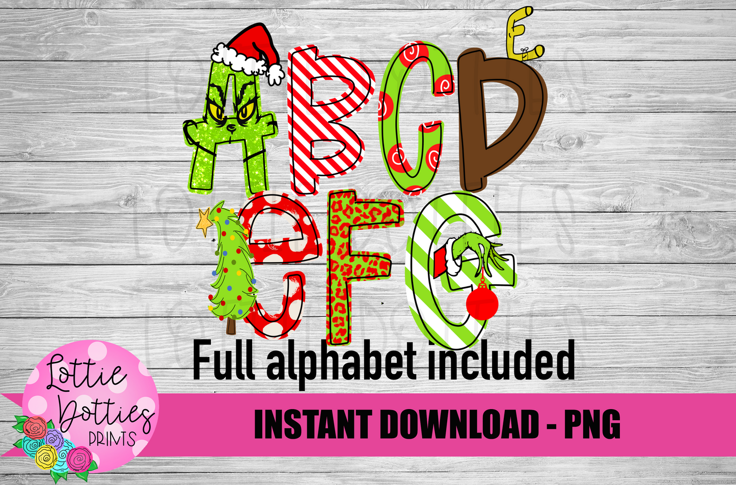 Mean One Alphabet - Alpha Pack - Alphabet Clipart - Instant Download - Christmas Alpha Pack
