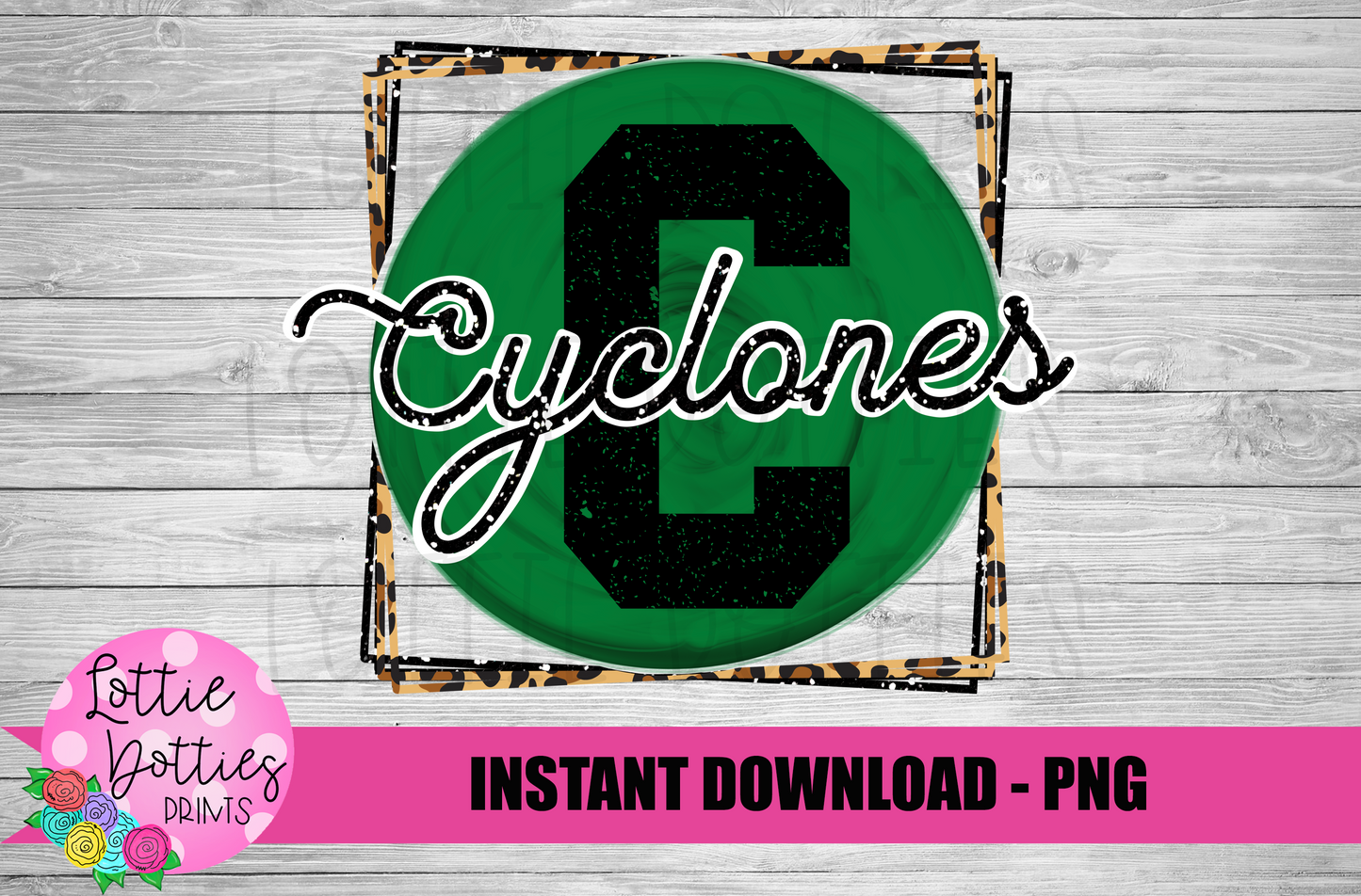 Cyclones PNG - Sublimation - Mascot Design - Leopard and Green