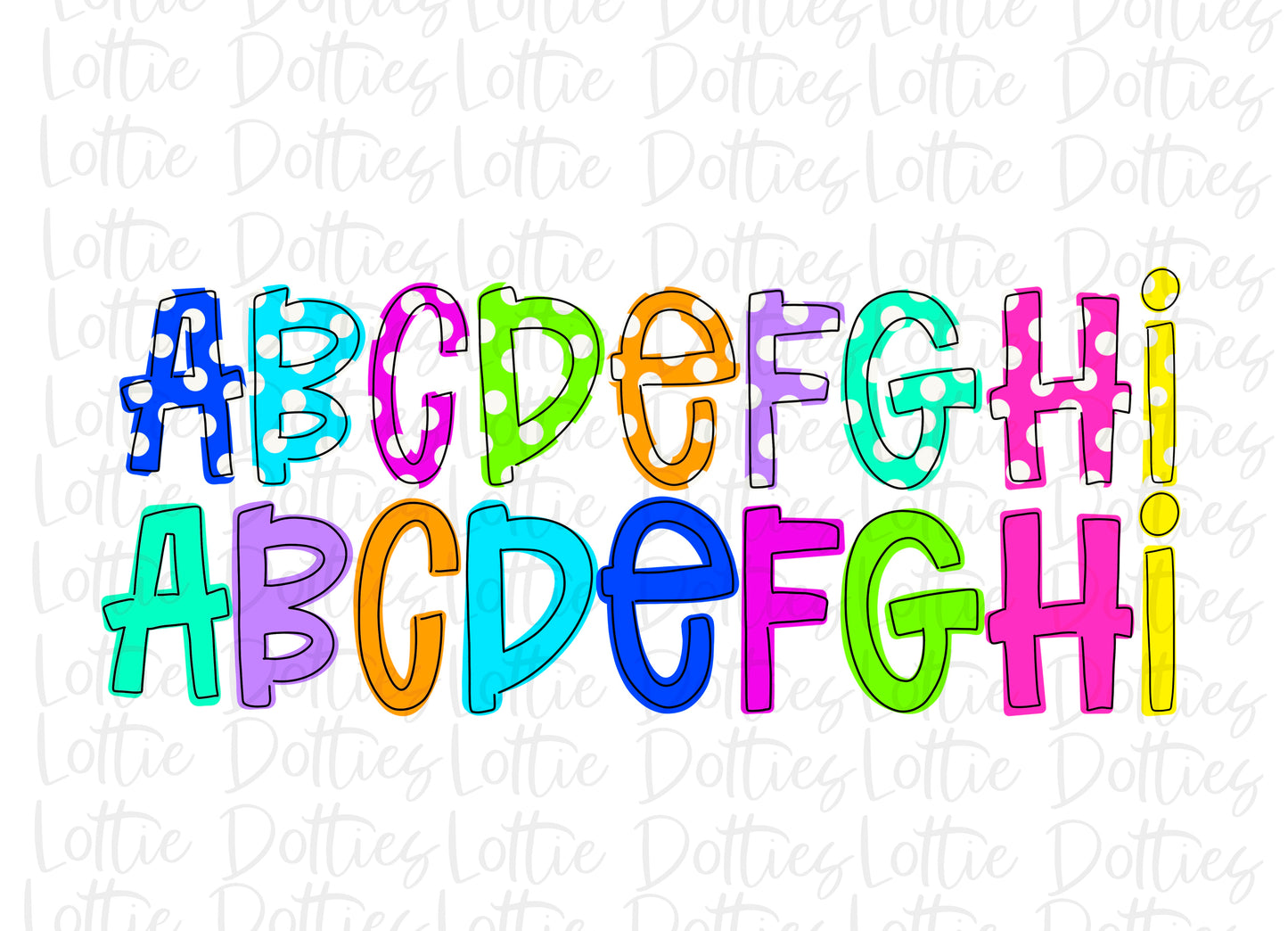 Bright Dots and Solids Alphabet - Alpha Pack - Alphabet Clipart - Instant Download - Alpha Pack
