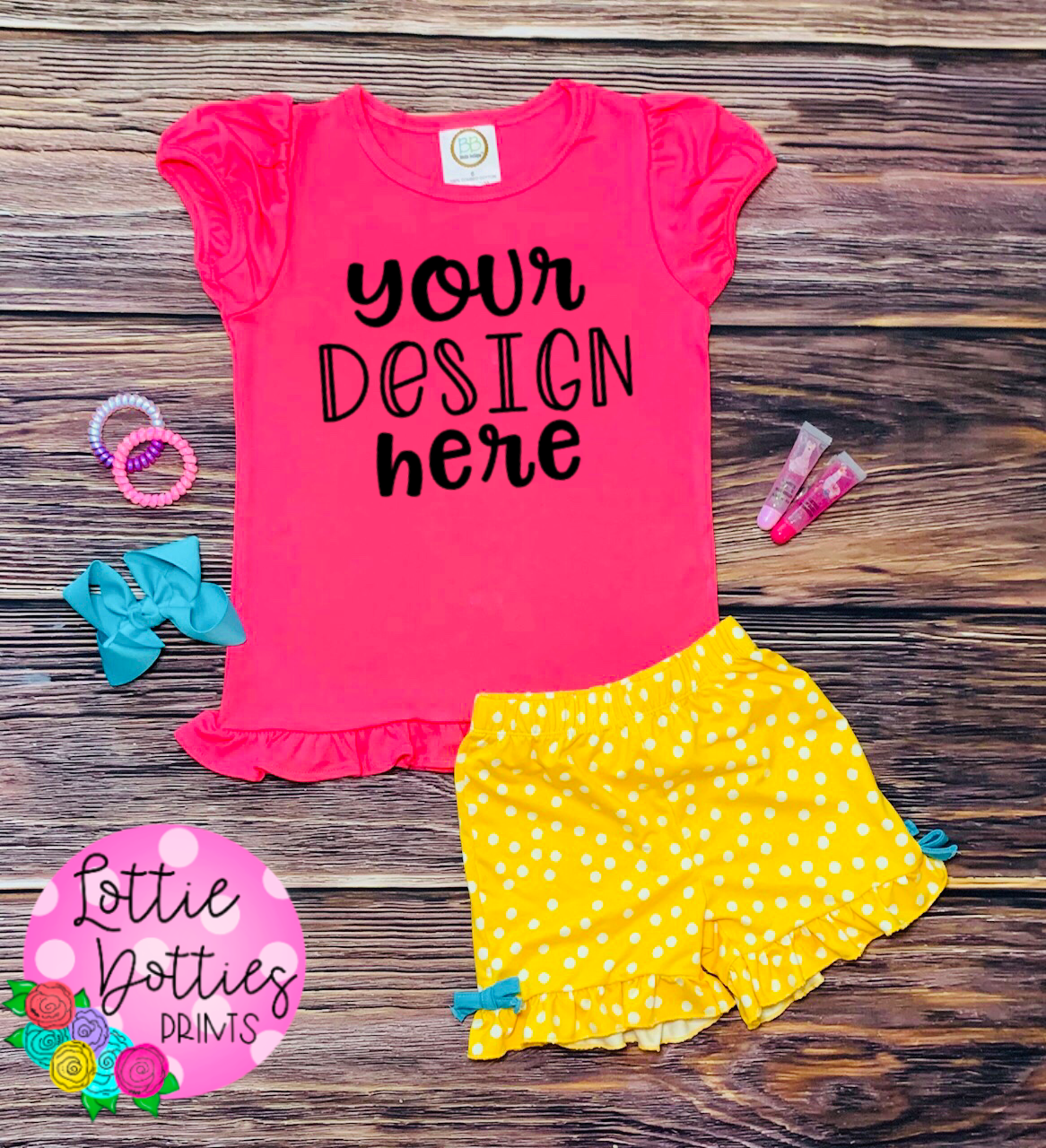 Kids Mock Up - Blanks Boutique - Hot Pink Shirt Mock Up - Digital Download