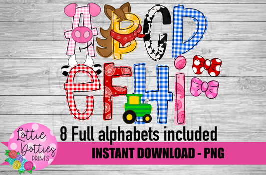Farm Alphabet - Alpha Pack - Alphabet Clipart - Instant Download  - Alpha Pack