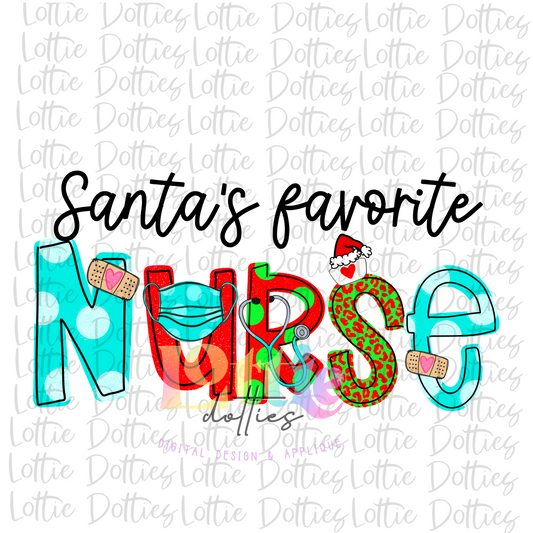 Santa’s favorite Nurse PNG - Christmas Nurse sublimation design - Digital Download