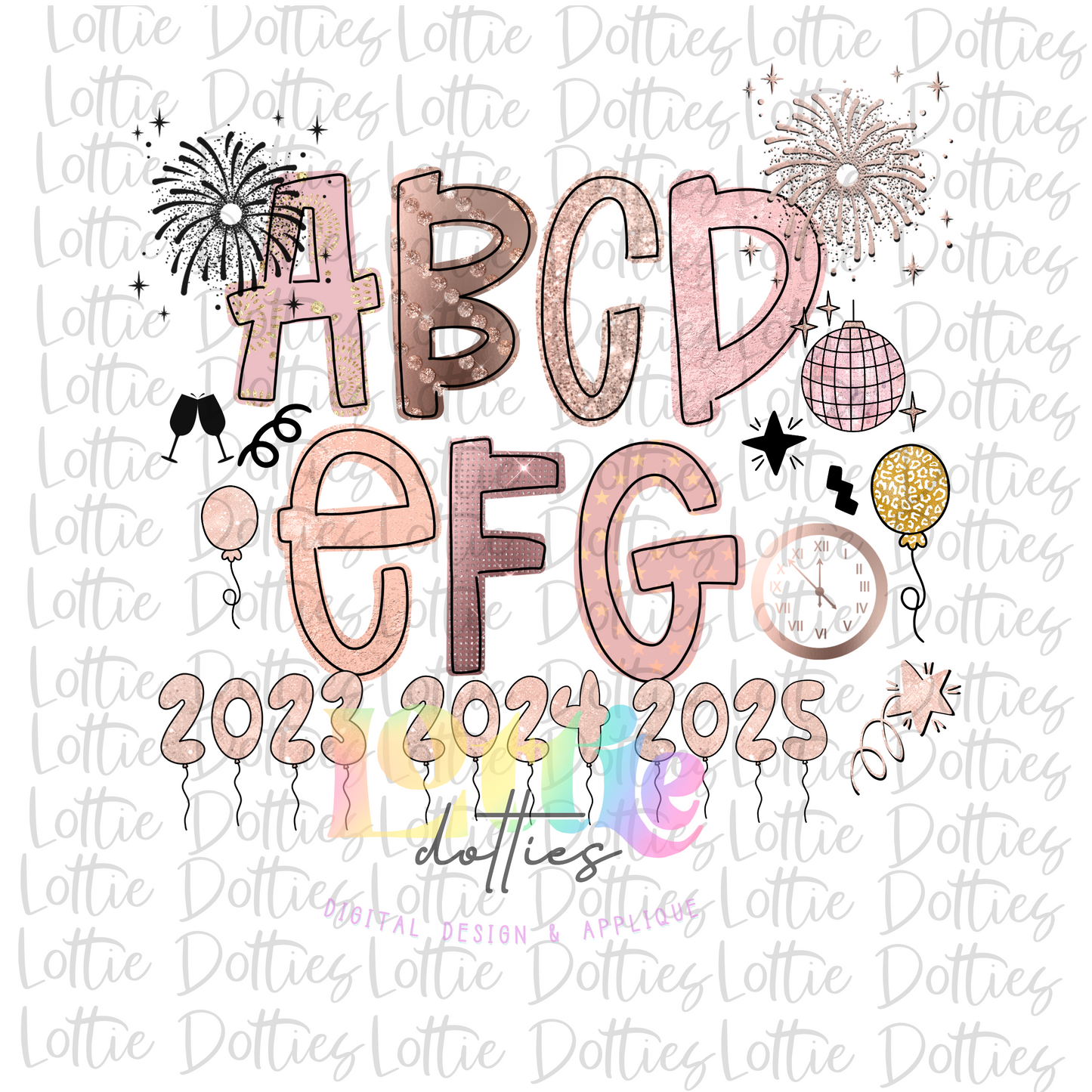 New Years Alphabet - Alpha Pack - Alphabet Clipart - Instant Download - Alpha Pack