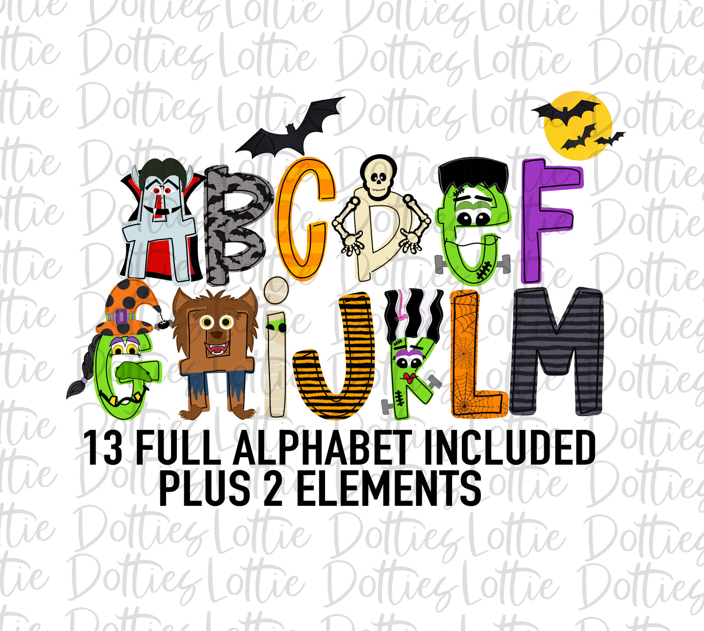 Monster Mash Alphabet - Halloween Alpha Pack - Alphabet Clipart - Instant Download - Boy Alpha Pack