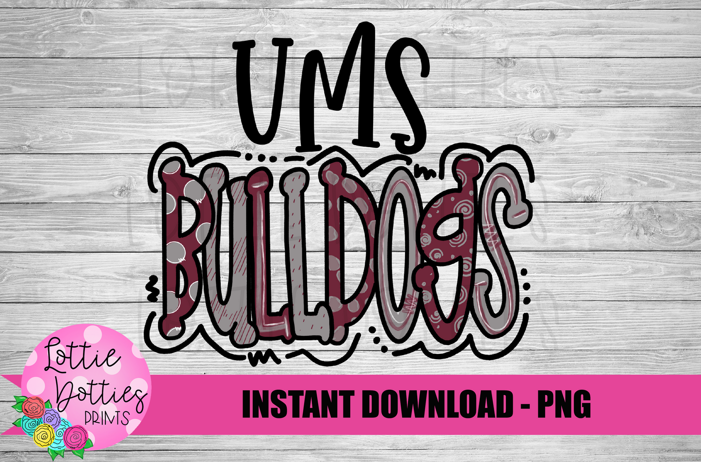 UMS Bulldogs PNG - Black and Gold Bulldogs - sublimation design - Digital Download