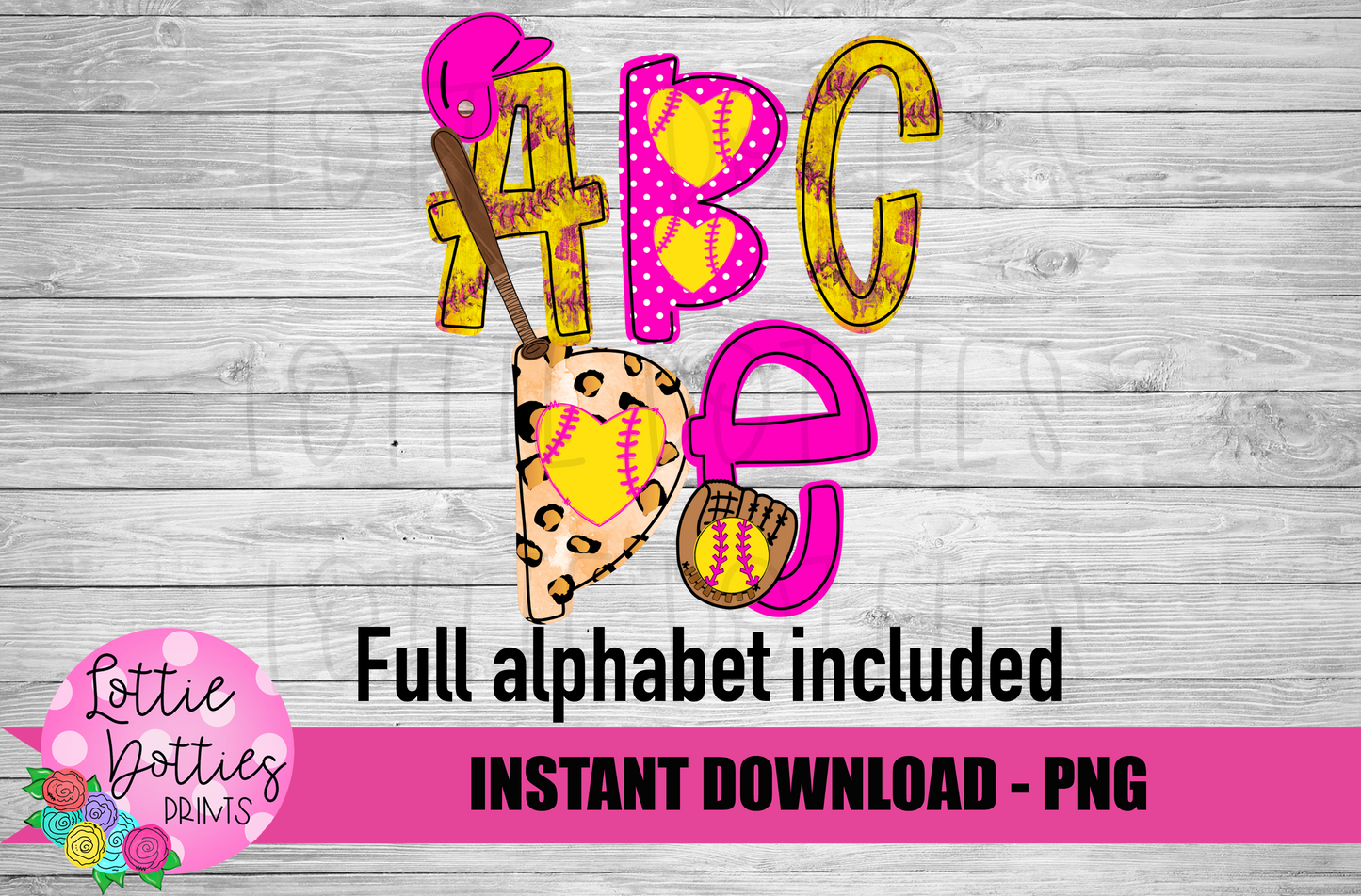 Softball Alphabet - Alpha Pack - Alphabet Clipart - Instant Download - Alpha Pack