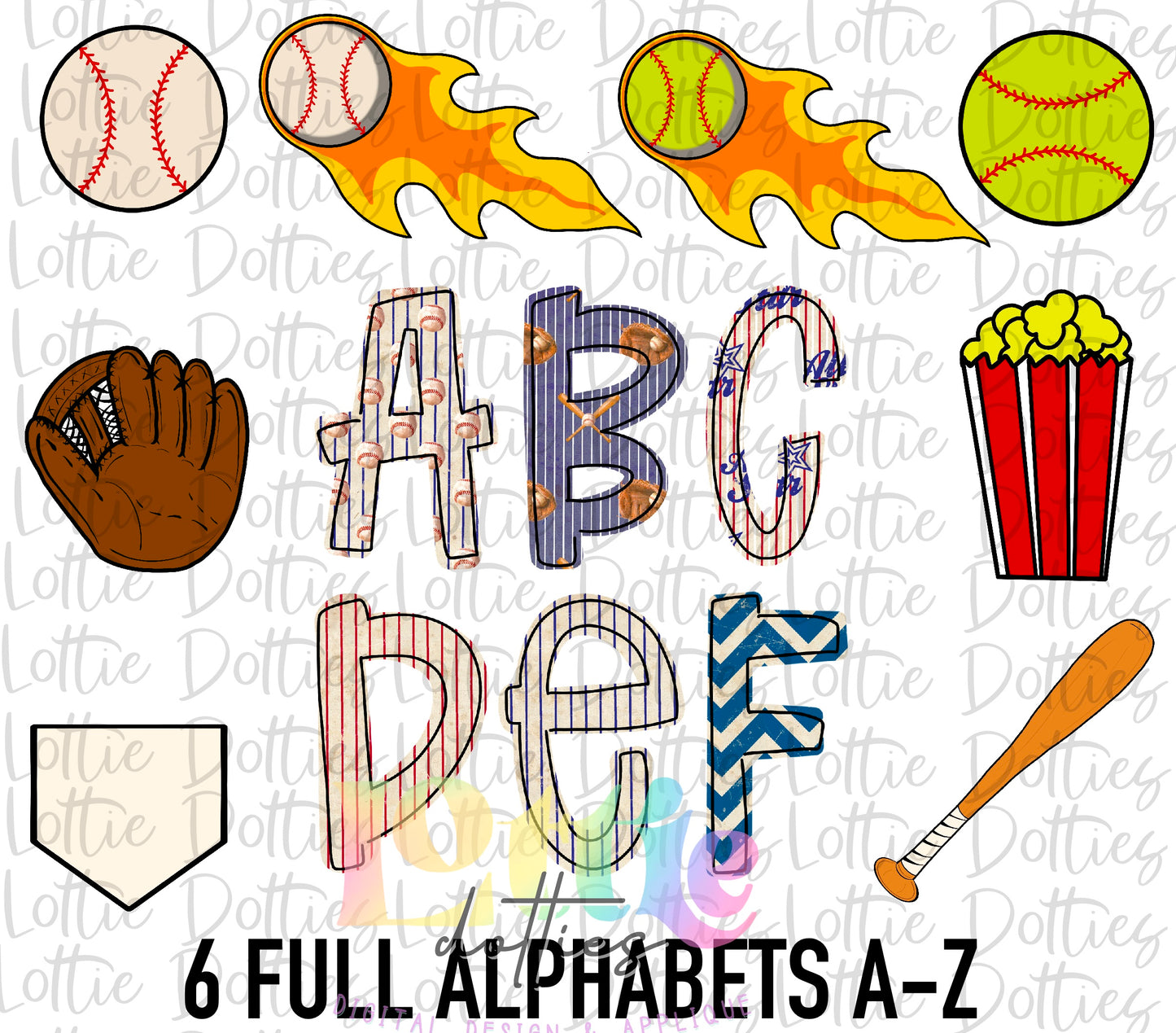 Vintage Baseball Alpha - Alpha Pack - Alphabet Clipart - Instant Download - Alpha Pack
