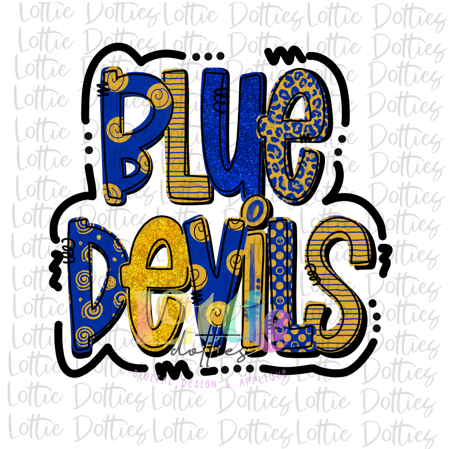 Blue Devils Png - Football Sublimation Design - Blue and Gold - Digital Download
