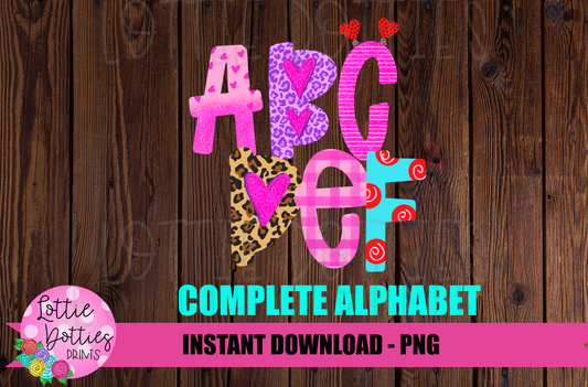 Valentines Day Faux Applique Alphabet - Alpha Pack - Alphabet Clipart - Instant Download