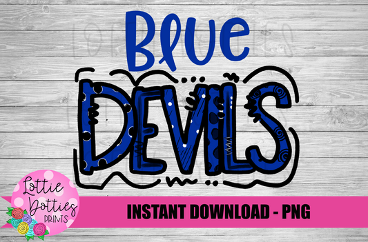 Blue Devils Png - Football Sublimation Design -Royal and Black - Digital Download