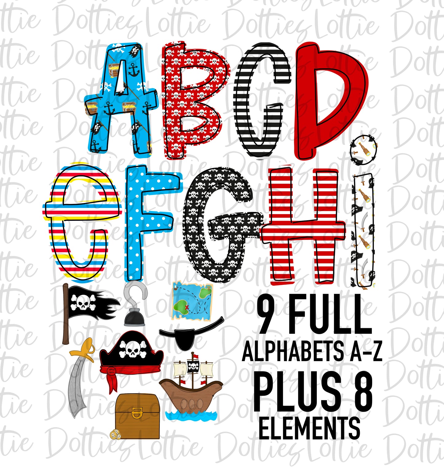 Pirate Alphabet - Alpha Pack - Alphabet Clipart - Instant Download - Pirate - Boy Alpha Pack
