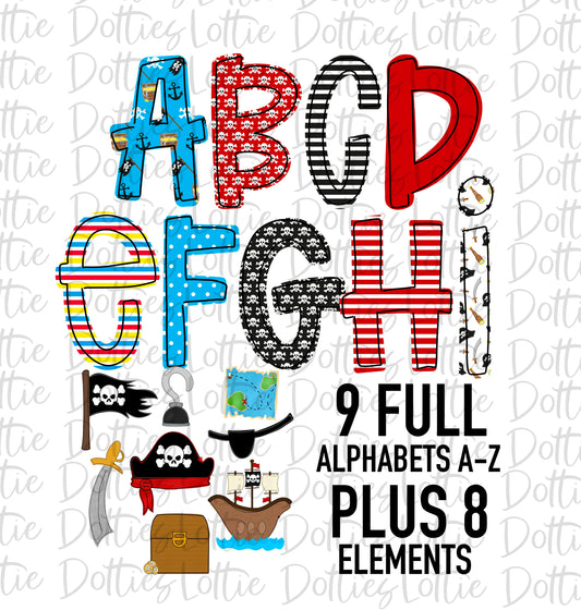 Pirate Alphabet - Alpha Pack - Alphabet Clipart - Instant Download - Pirate - Boy Alpha Pack