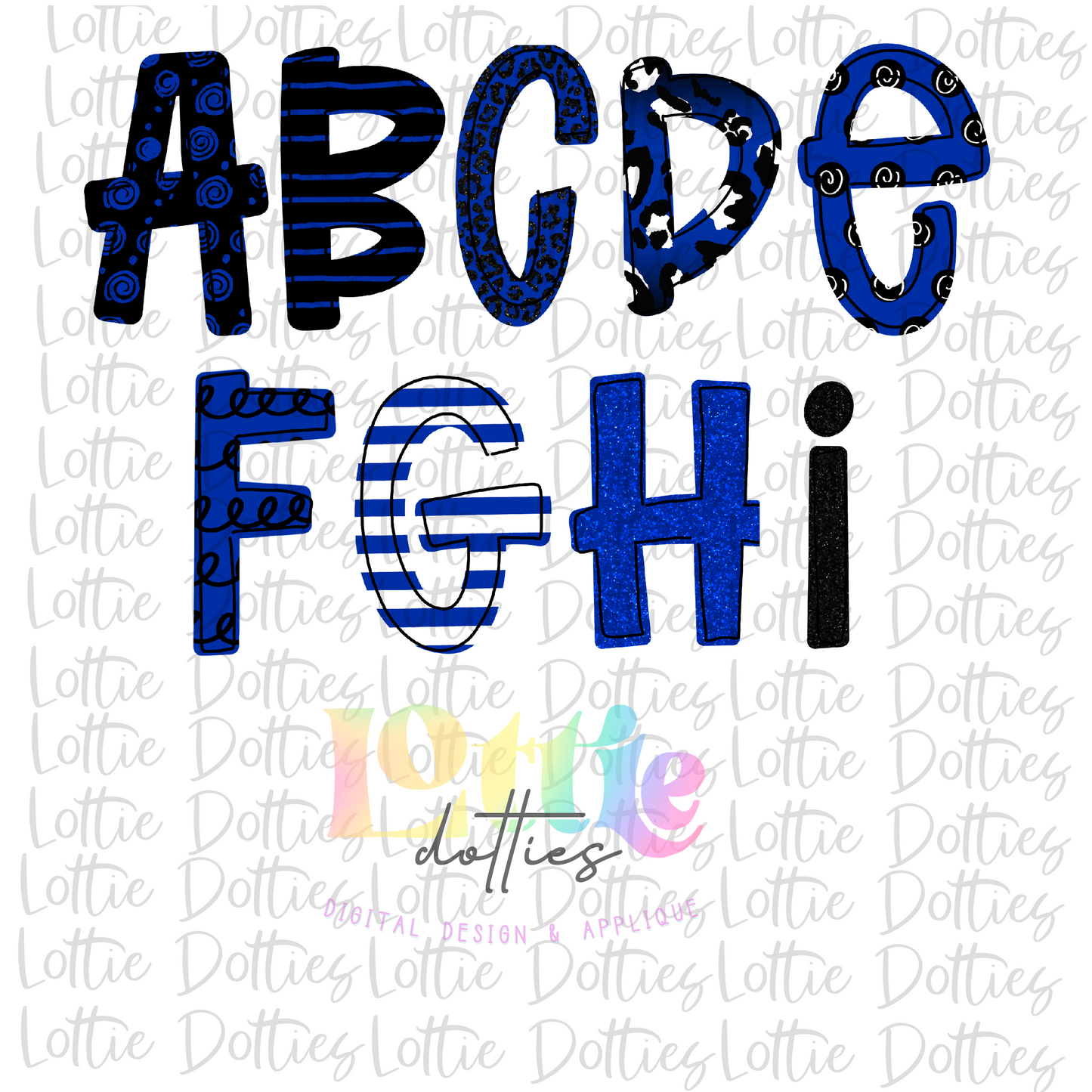 Royal and Black Spirit Alphabet - Alpha Pack - Alphabet Clipart - Instant Download - Girl Alpha Pack