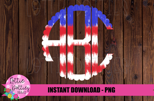 Tie dye Patriotic Scallop Alphabet - Alpha Pack - Alphabet Clipart - Instant Download - Patriotic