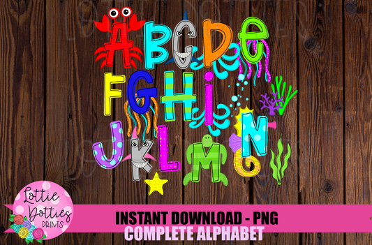 Under the Sea Alphabet - Alpha Pack - Alphabet Clipart - Instant Download  - Boy Alpha Pack