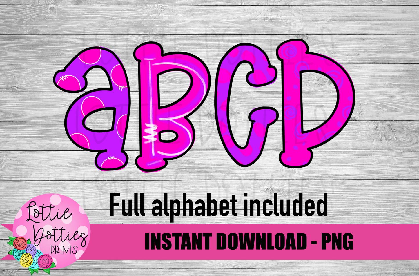 Pink and Purple Hand Lettered Alphabet - Alpha Pack - Alphabet Clipart - Instant Download - Alpha Pack