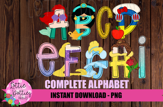 Princess Alphabet - Alpha Pack - Alphabet Clipart - Instant Download  - Alpha Pack