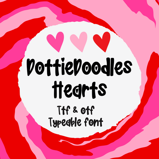 DottieDoodles Hearts Font - Handwritten Font- true type font - otf and ttf - type able font