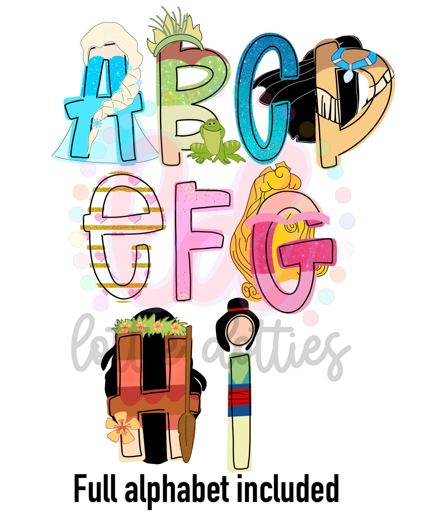 Princess Inspired Alphabet - Alpha Pack - Alphabet Clipart - Instant Download - Alpha Pack