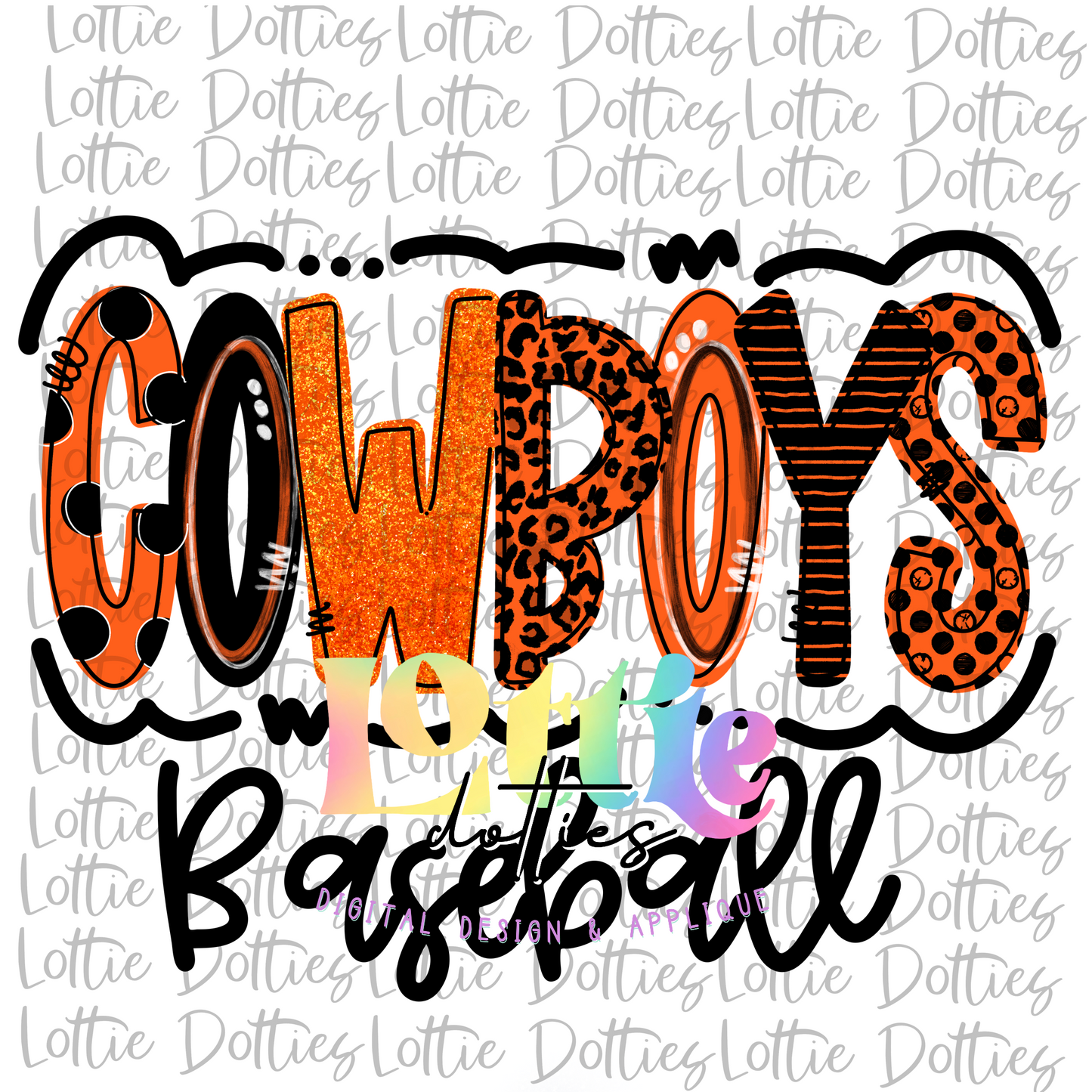 Cowboys Baseball Png - Digital Download - Cowboys Sublimation - Orange and Black