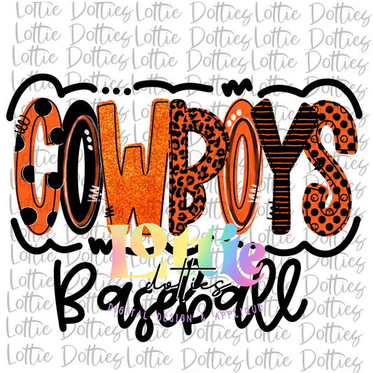 Cowboys Baseball Png  -  Digital Download - Cowboys Sublimation - Orange and Black